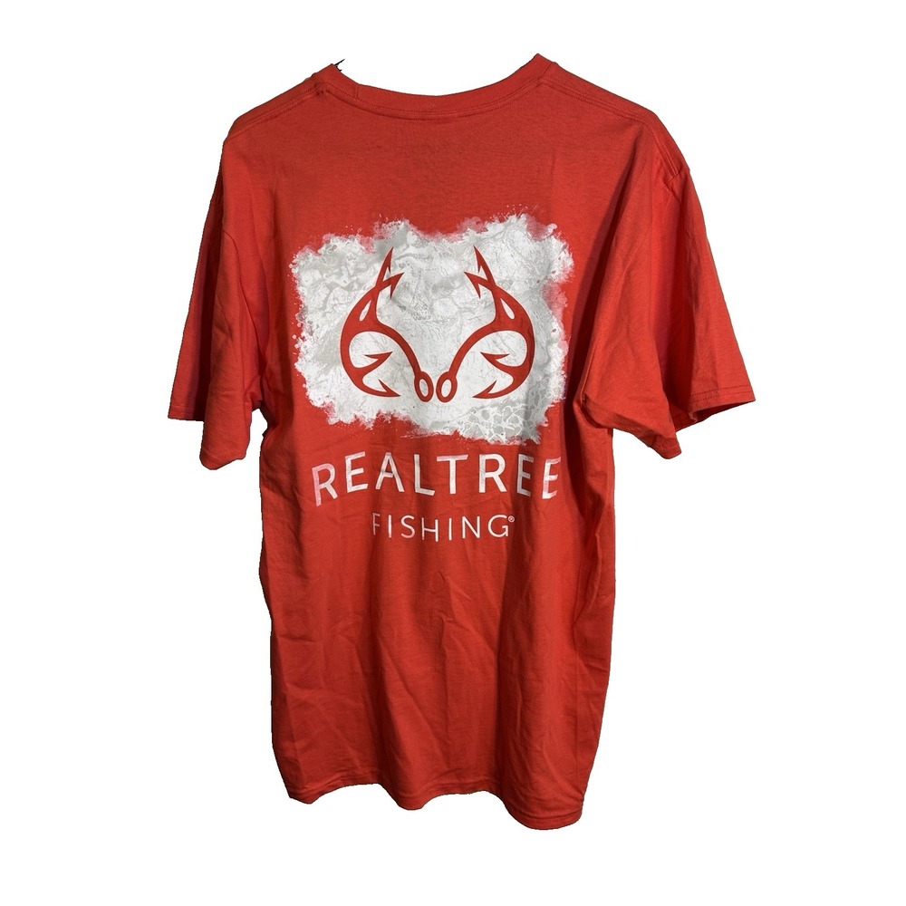 realtree mens short sleeve t shirt size large 42 44 red